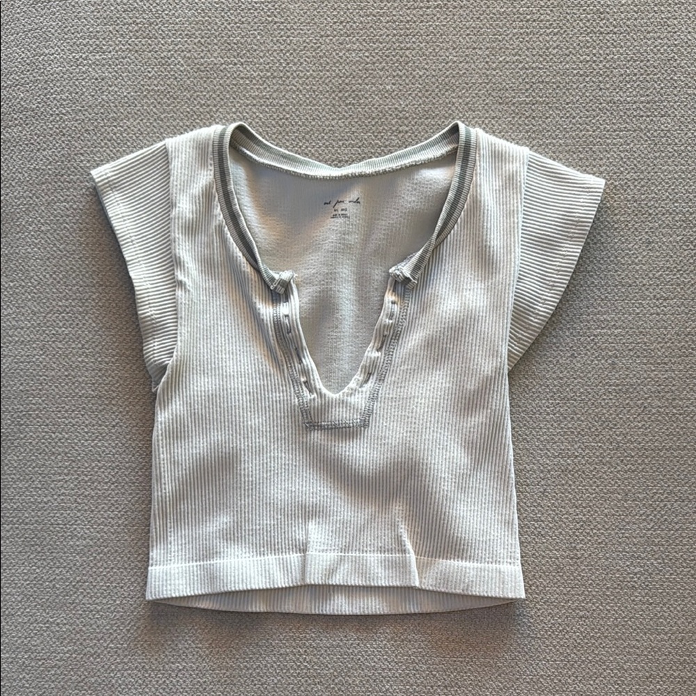Chic Light Gray Ribbed Crop Top